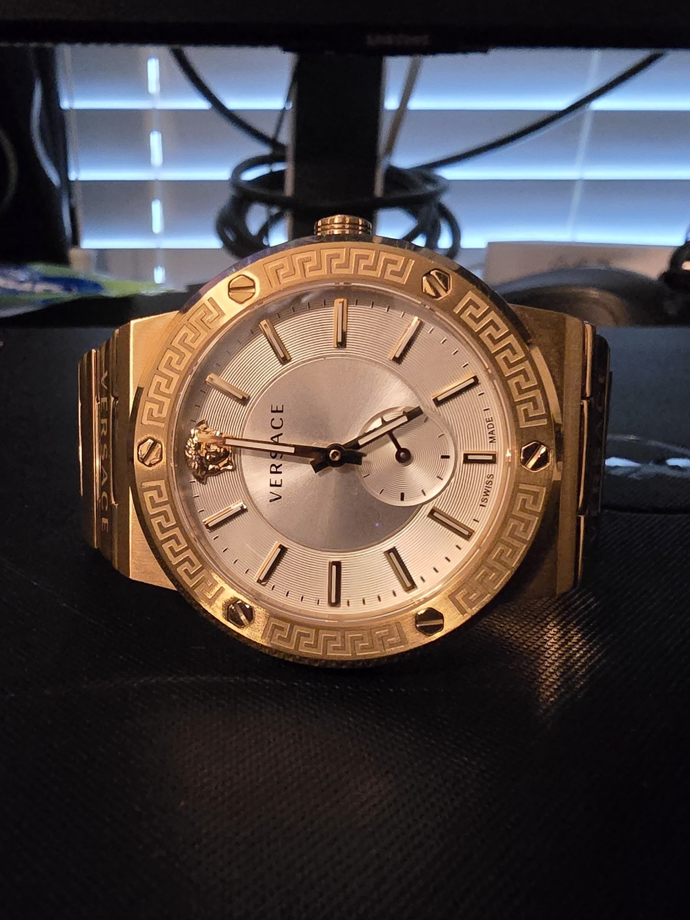 Versace Gold-Tone Medusa Greek Key Watch